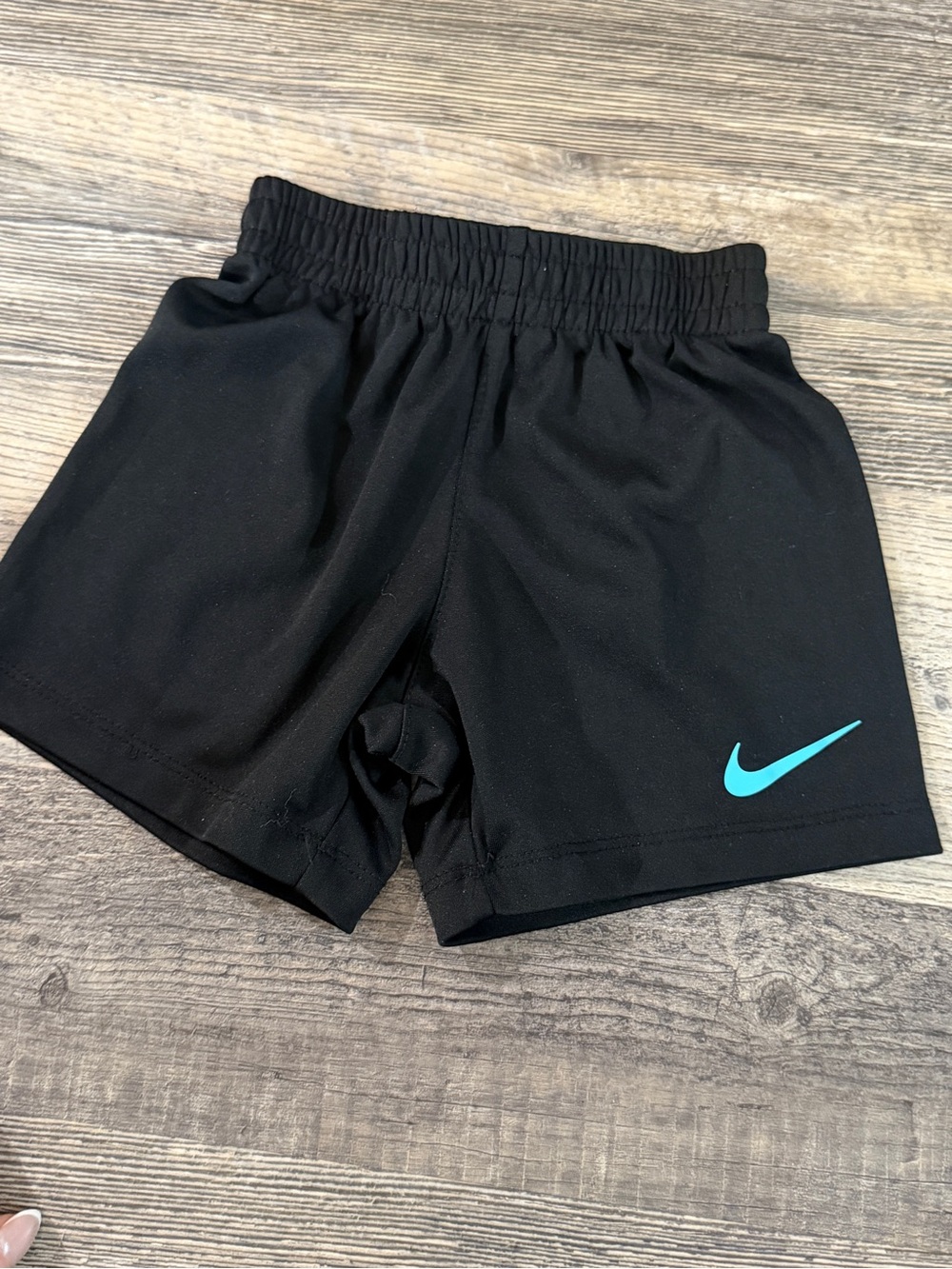 Nike Dri-FIT Baby/Toddler Athletic Shorts Black Teal Swoosh Size 18M